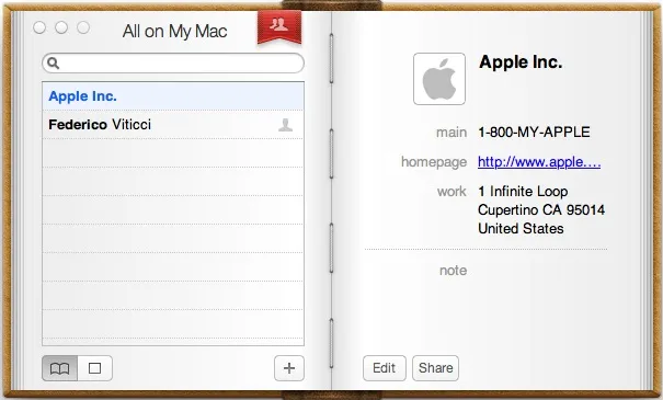 Address Book in OS X Lion