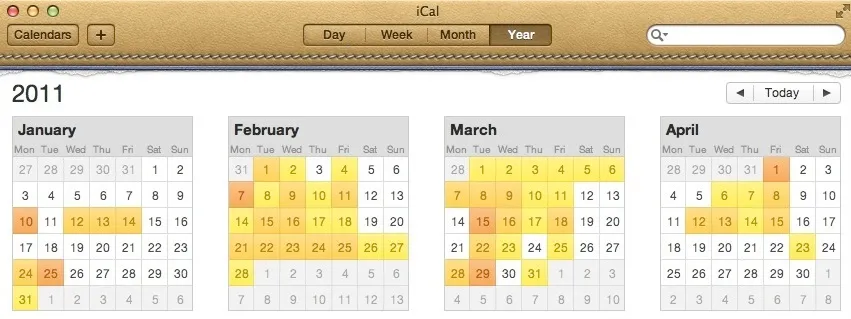 iCal interface in OS X Lion